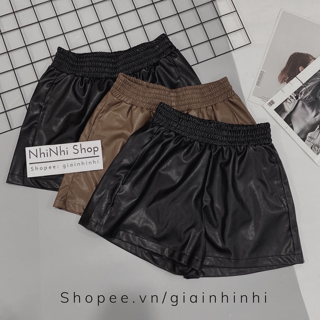 Quần short da cạp chun co giãn, Quần đùi cạp cao có túi 2 bên CS7526 - NhiNhi Shop