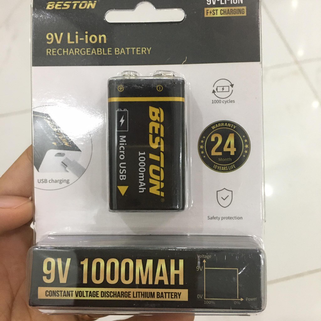 Pin Sạc 9V BESTON Dung Lượng Cao 1000mAh - Sạc Trực Tiếp Bằng Cáp Micro USB