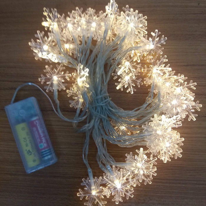 Dây đèn led dùng pin AA có nút điều chỉnh nháy - dài 6m 40 bóng trang trí noel, tết, lễ