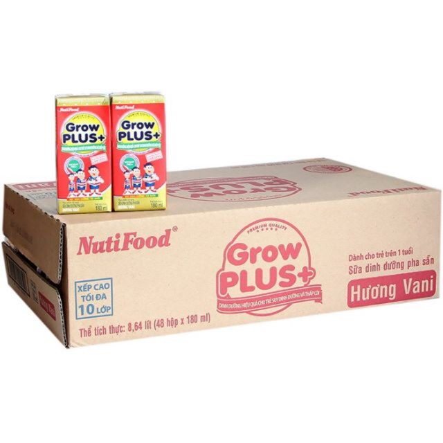 Thùng sữa bột pha sẵn Nuti Grow Plus+ đỏ 180ml