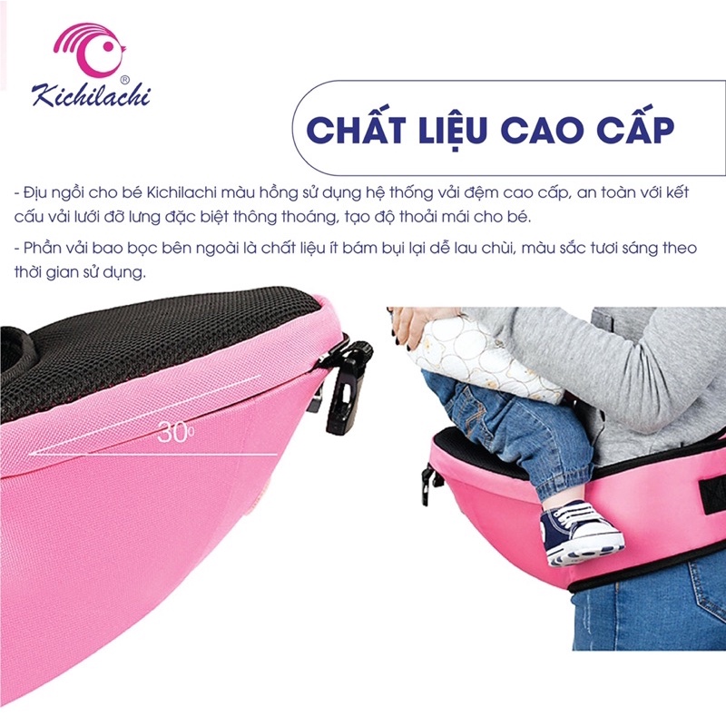 Địu Ngồi Trẻ Em Cao Cấp Kichilachi - Siêu Mềm Thoáng Khí 4 Tư Thế Cho Bé!