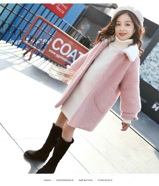 Áo khoác dạ dáng dài dành cho bé gái