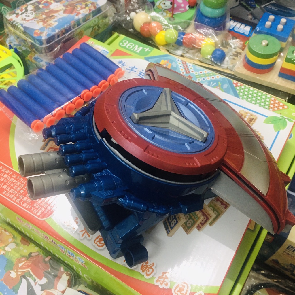 Mô hình Khiên Captain America đồ chơi siêu nhân Marvel Avengers cho bé đóng vai đội trưởng Mỹ, quà tặng sinh nhật cho bé