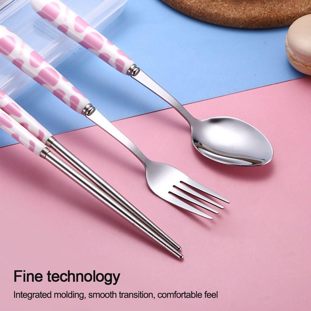 Bộ Dụng Cụ Ăn Uống Bằng Thép Không Gỉ Họa Tiết Bò Sữa 1 Món Cho Bé