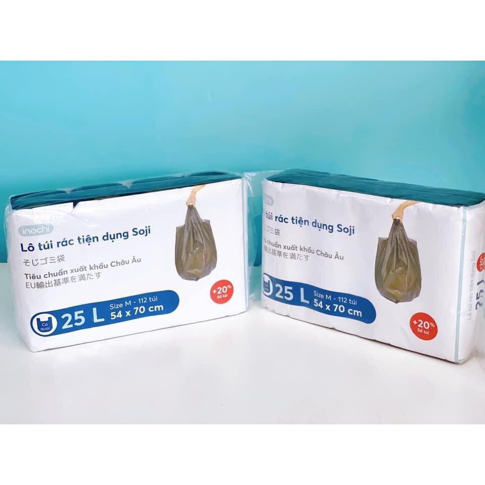 Lô 4 cuộn túi rác Inochi tiện dụng màu đen 10L - 25L - 50L
