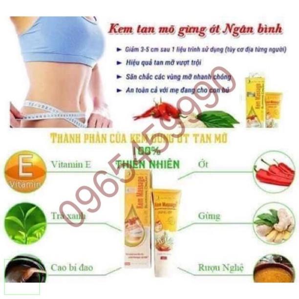 Giá buôn Kem tan mỡ gừng ớt Ngân Bình ( tặng kèm thước dây) handmade