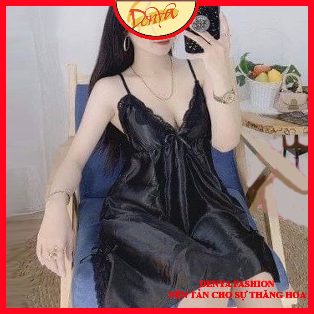[Mã BMLT35 giảm đến 35K đơn 99K] Váy ngủ bigsize DenYa Sweet Dream sexy dáng xòe chất phi lụa viền ren xẻ tà D1