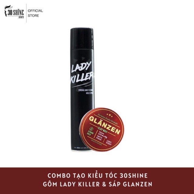 Bộ Gôm xịt tóc Lady Killer và Sáp Vuốt Tóc Glanzen 60g