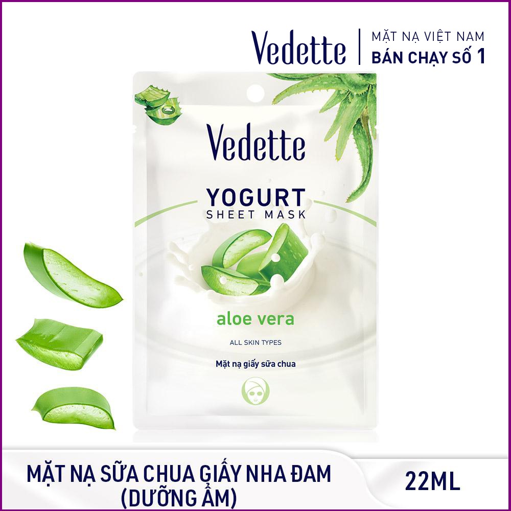 🥦 MẶT NẠ GIẤY SỮA CHUA NHA ĐAM 22ml VEDETTE - LÀM ẨM & DỊU DA - TPM040