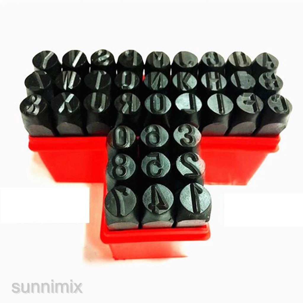Set 36 Con Dấu 4mm Hình Chữ Cái Từ 0-9 A Sang Z Kèm Hộp Đựng