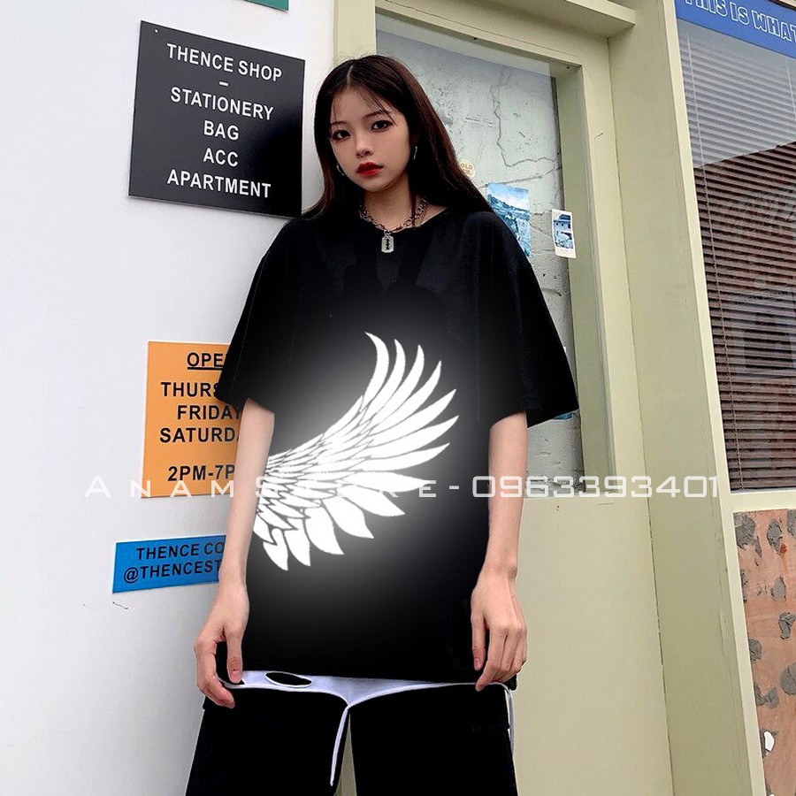 Áo thun Tay Lỡ Form Rộng Phản Quang Cánh nửa vạt áo Nam Nữ