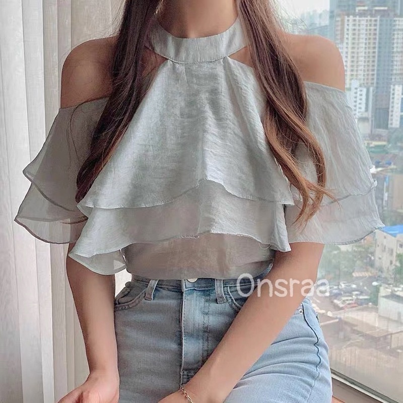 ✅ÁO HỞ VAI BÈO NHÚN HAI TẦNG XỊN XÒ ✅
