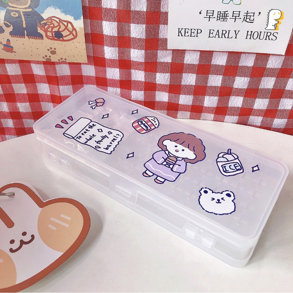 Hộp bút nhựa hai mặt nhiều hình