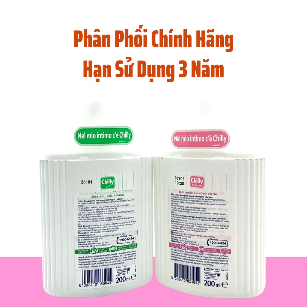 Dung dịch vệ sinh phụ nữ Chilly Gel , Delicato 200ml - Số 1 Tại ý