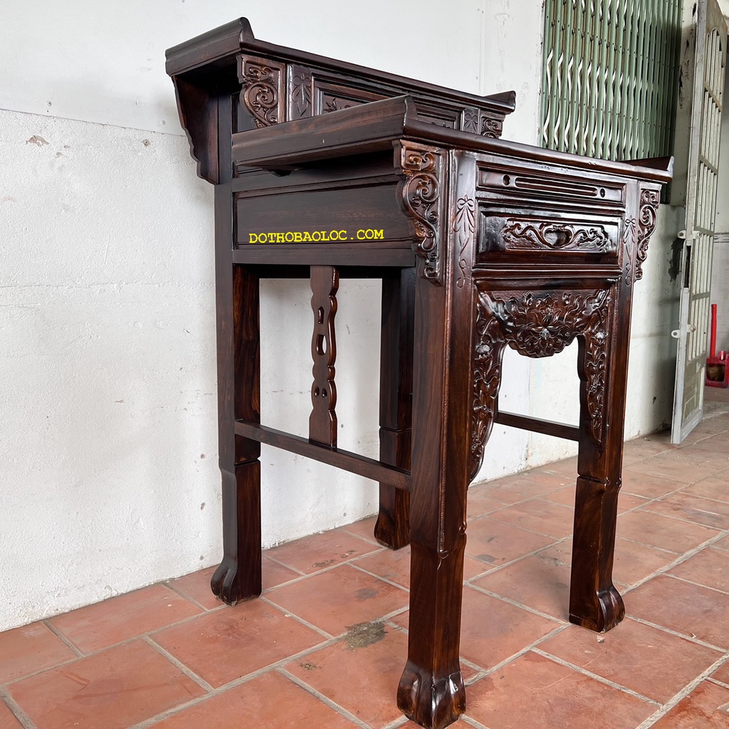 Bàn thờ gia tiên gỗ muồng 2 tầng ngang 88cm