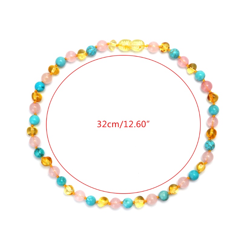 Vòng cổ Hạt Đá Hổ Phách Tự Nhiên Nhiều Màu Sắc 33cm Dành Cho Trẻ Em