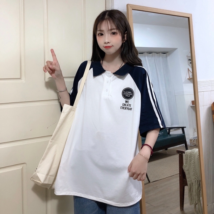 Áo Thun Polo Tay Ngắn Dáng Rộng In Hình Vui Nhộn Phối Màu Tương Phản Cá Tính | BigBuy360 - bigbuy360.vn