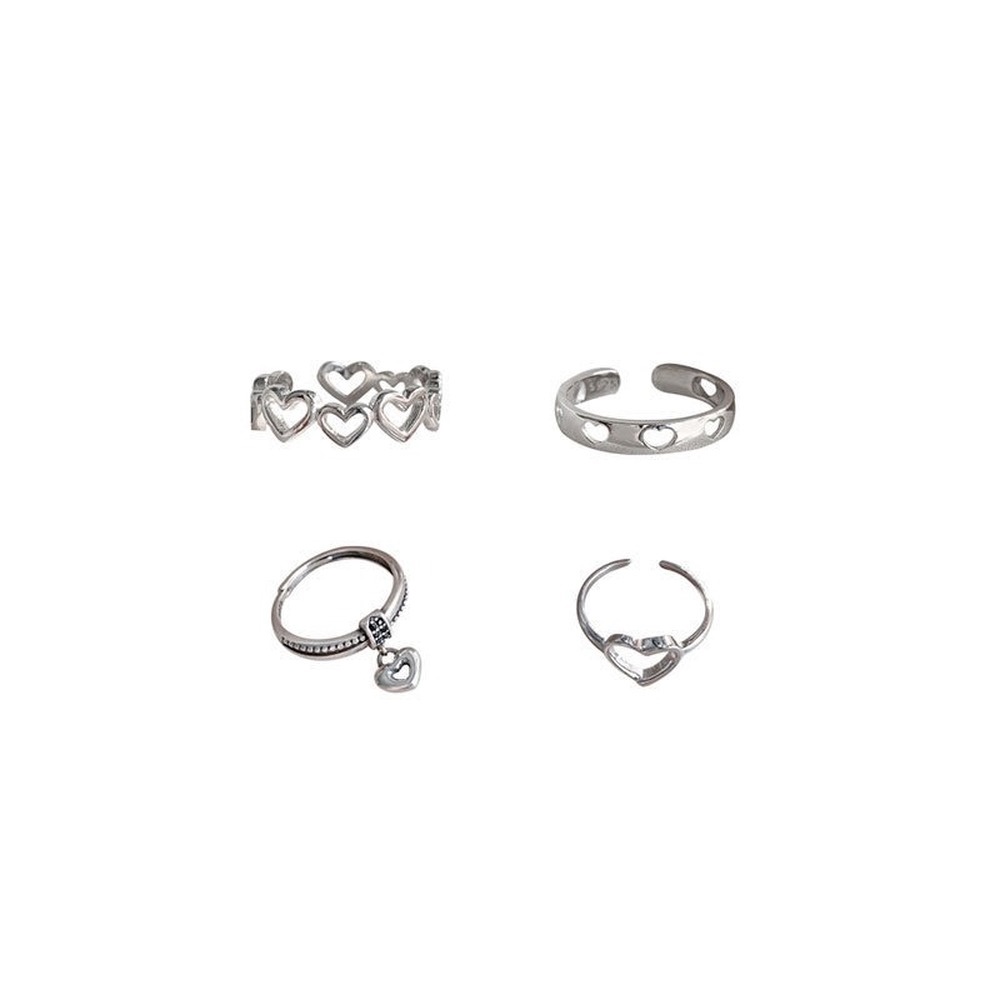 Nhẫn Hình Trái Tim Đơn Giản Có Thể Điều Chỉnh Kích Cỡ Phong Cách Hàn Quốc Dành Cho Nữ