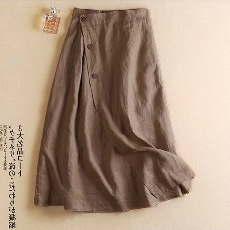 C&m Chân Váy Cotton Lanh Chữ A Eo Co Giãn Thời Trang Xuân Hè Cho Nữ