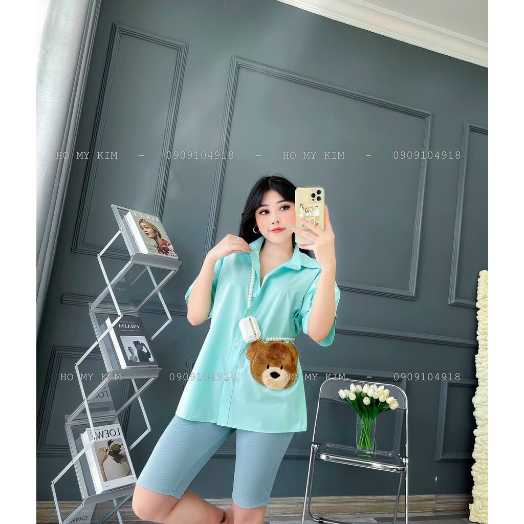 sét bộ đùi áo gấu thêu phối quần thun ôm