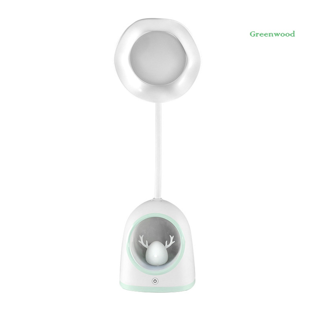 【Green】Eye Protection LED Snow Deer Desk Lamp Rechargeable Student Reading Night Light