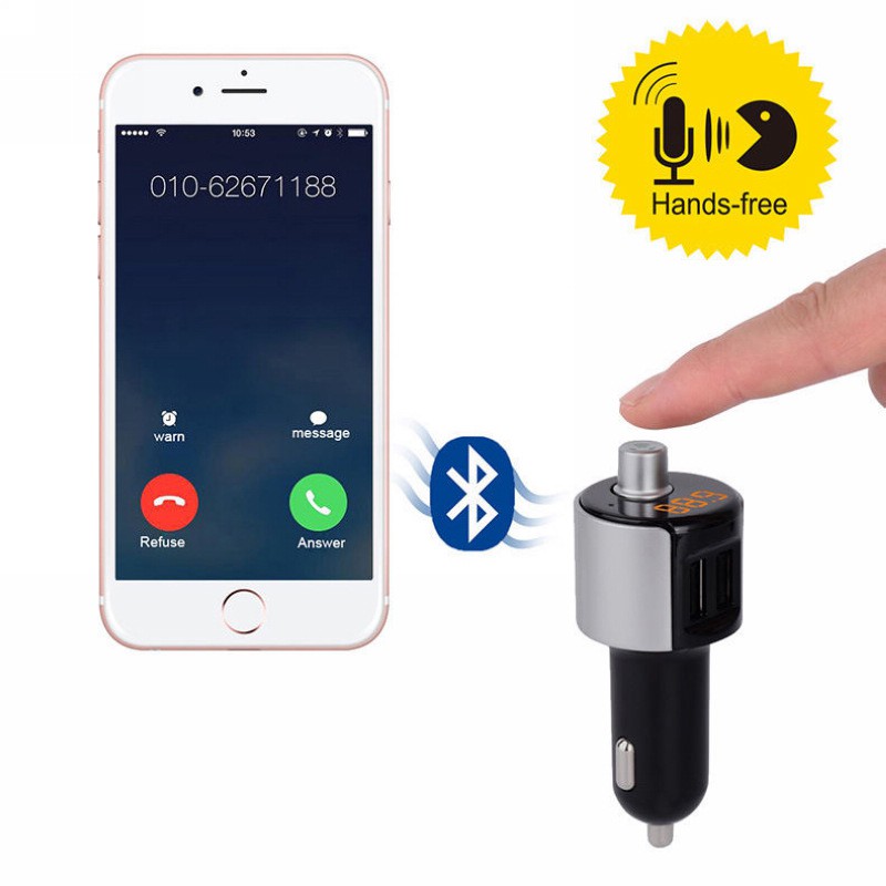 Tẩu sạc usb không dây tích hợp phát nhạc bluetooth mp3/ radio fm cao cấp tiện lợi trên ô tô