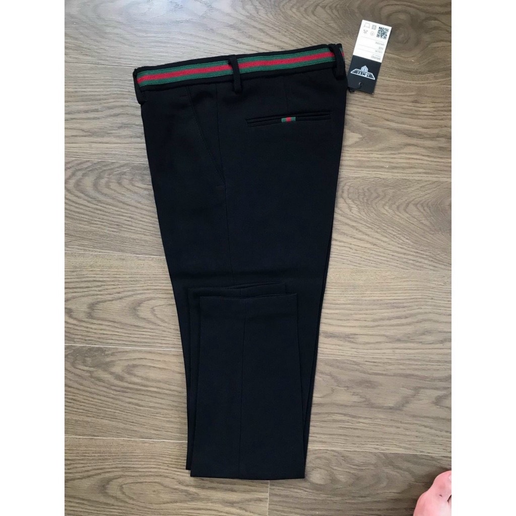 Quần âu đen nam cạp Gucci cao cấp