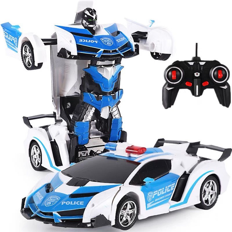 Đồ chơi xe ô tô điều khiển từ xa biến hình robot xoay 360 độ có nhạc và đèn sinh động, đa chức năng siêu xe cao cấp