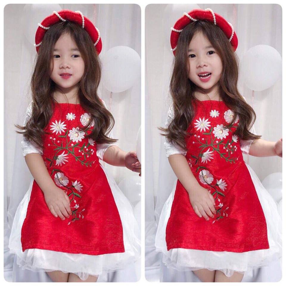 Áo dài kèm mấn ngọc (Sz 1-6y)