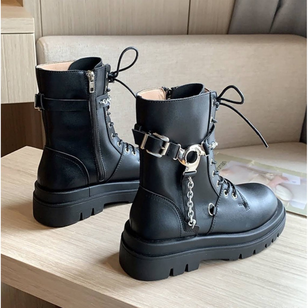 Boots gắn phụ kiện siêu ngầu-bốt đế cao bốt cổ cao- SELA BOOTS