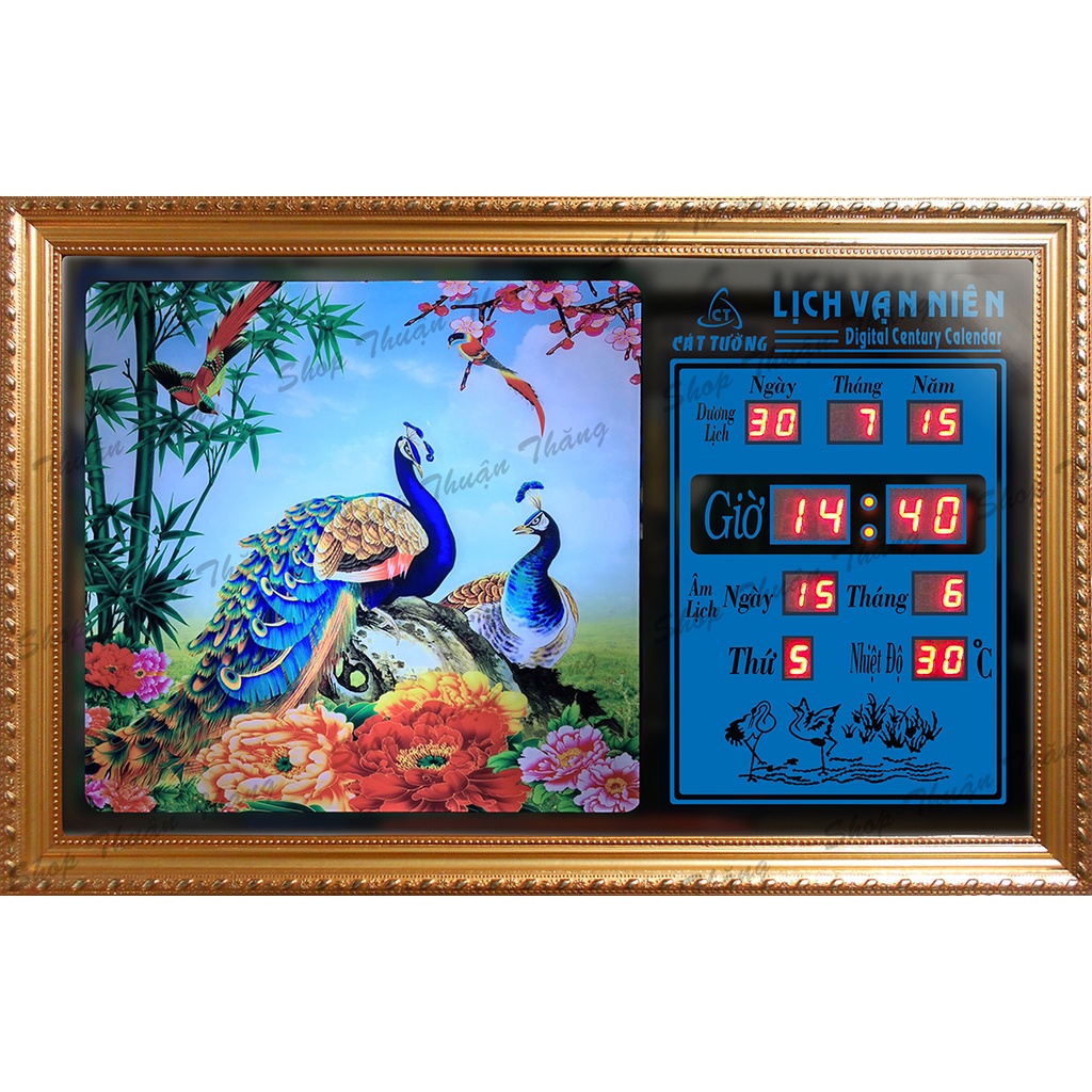 Đồng hồ Lịch Vạn Niên điện tử - Phú Quý 55308 (KT 55x35x7cm)_Có 2 Loại (Không Remote đèn và Có Remote đèn )