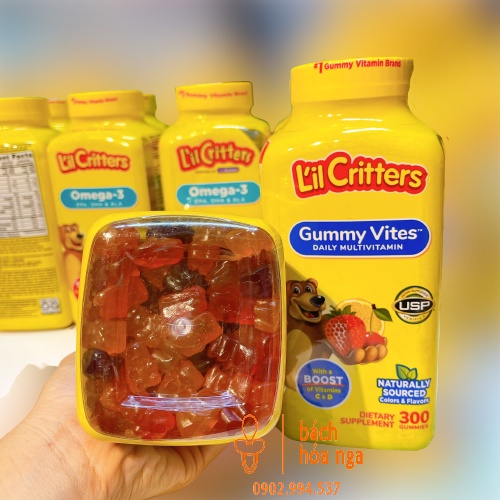 [Từ 2 tuổi trở lên]Kẹo Dẻo Gummy Vites L'il Critters Con Gấu Bổ Sung Các Loại Vitamin Hộp 300 viên