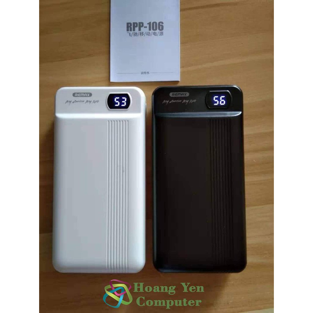 Sạc Dự Phòng Remax RPP-106 20000mAh Lõi Polymer 2 Cổng Sạc Vào, 2 Cổng Sạc Ra - BH 1 Năm - Hoàng Yến Computer