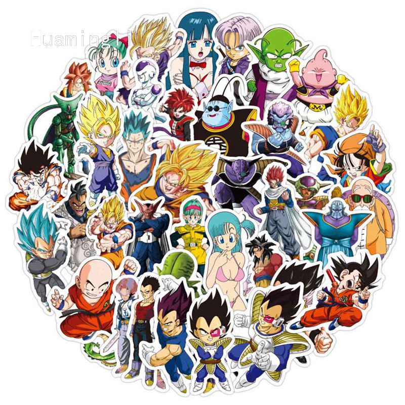 Bộ 50 Miếng Dán Họa Tiết Dragon Ball Z Super Saiyan Goku Dành Cho Ván Trượt