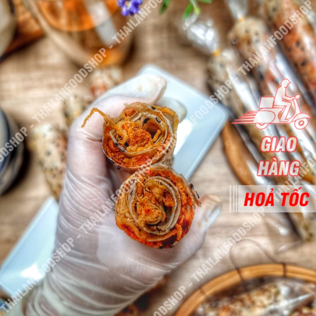 Bánh Tráng Cuộn Chà Bông Hành Phi Mắm Ruốc 10 Cuộn