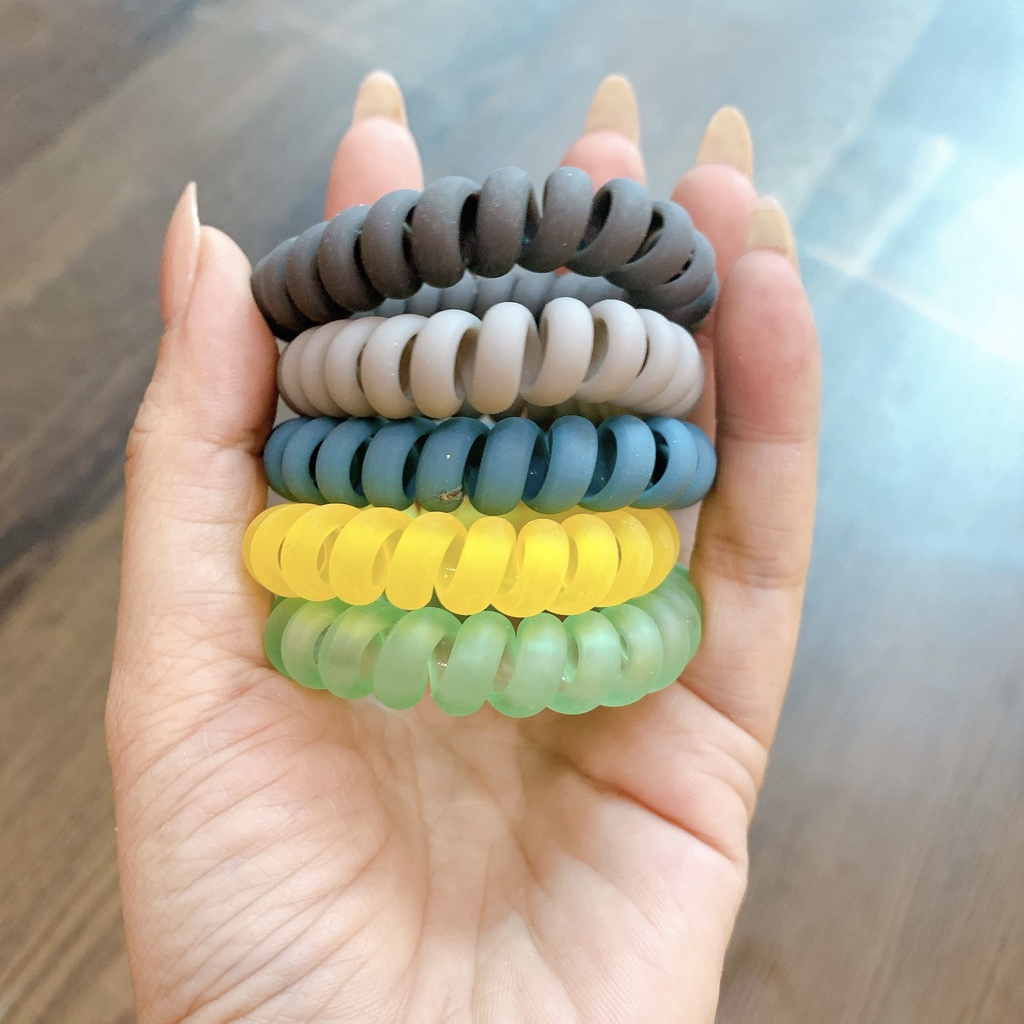 Thun Lò Xò Nhựa Màu Pastel Dây Cột Tóc Co Giãn Màu Sắc Ngẫu Nhiên Phong Cách Hàn Quốc Cho Nữ