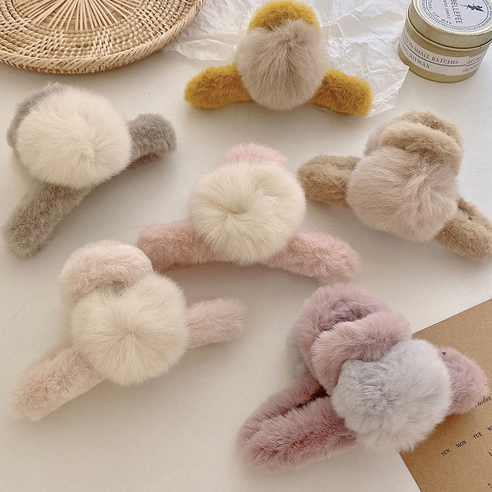 Kẹp tóc hình cá mập đính bóng lông màu trơn phong cách Hàn Quốc dễ thương cho nữ