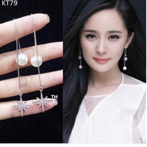 Bông tai nữ dáng dài đi tiệc trẻ trung sang trọng chuẩn bạc ta sáng đẹp bền màu ms16/ Trang sức bạc JQN