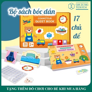 Sách bóc dán thông minh 17 chủ đề cho bé, học liệu bóc dán dùng nhiều lần cho trẻ vừa chơi vừa học, đồ chơi giáo dục