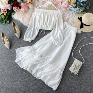 Set váy maxi kèm áo trễ vai siêu xinh