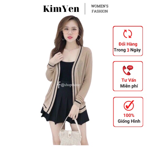 Áo khoác len Cardigan mỏng dệt cao cấp