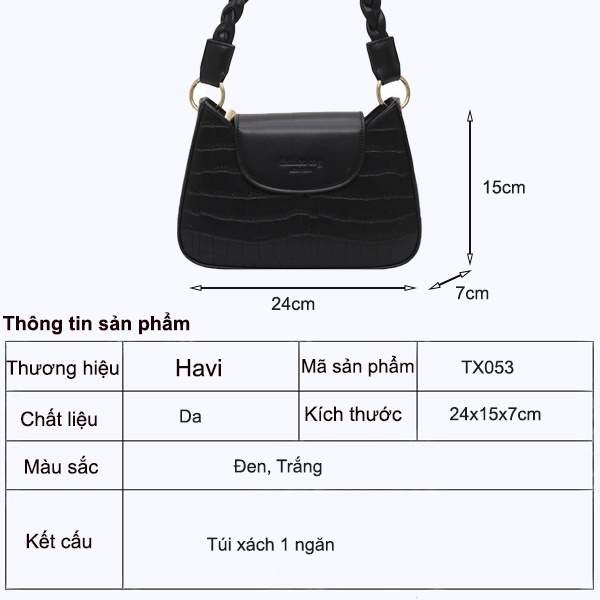 Túi Xách Nữ Đẹp, Đeo Chéo, Xách Tay Đi Chơi, Đi Làm dây tết Thời Trang Havi  TX053