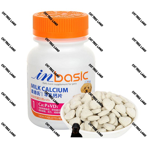 VIÊN CANXI SỮA DÊ, CUNG CẤP VITAMIN, MEN TIÊU HÓA PROBIOTICS, DINH DƯỠNG, ĐẸP LÔNG INBASIC CHO CHÓ MÈO 150 VIÊN 75G