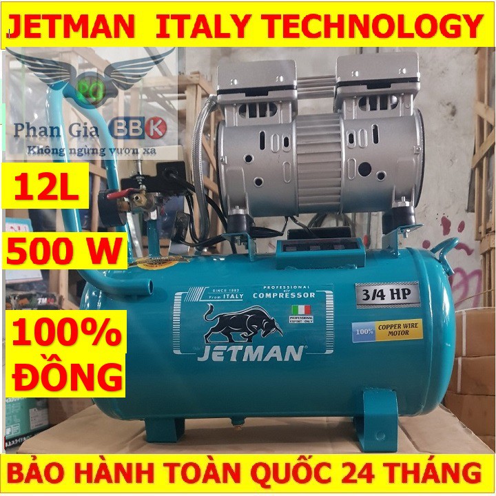 Máy nén khí không dầu 12L, máy phun sơn mini 0.75 Hp