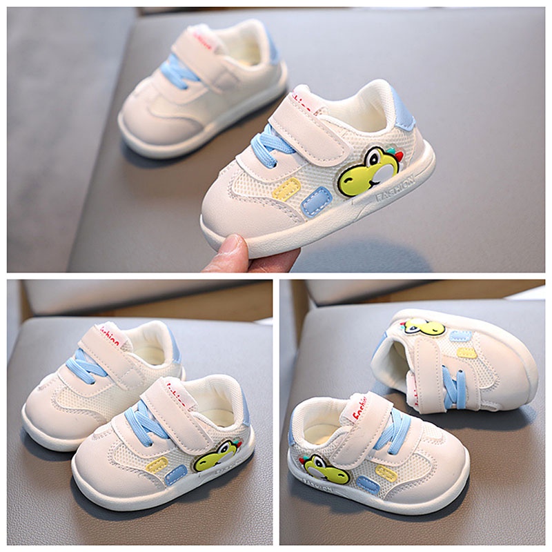 SUGE Giày Sneaker Phối Lưới Thoáng Khí Đế Mềm Chống Trượt Màu Trắng Thời Trang Cho Bé Trai Và Gái