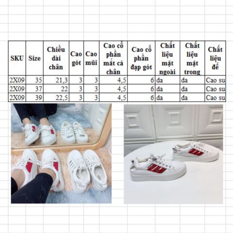 Giày thể thao nữ trắng sneaker trắng đế bánh mỳ hở gót 2X09