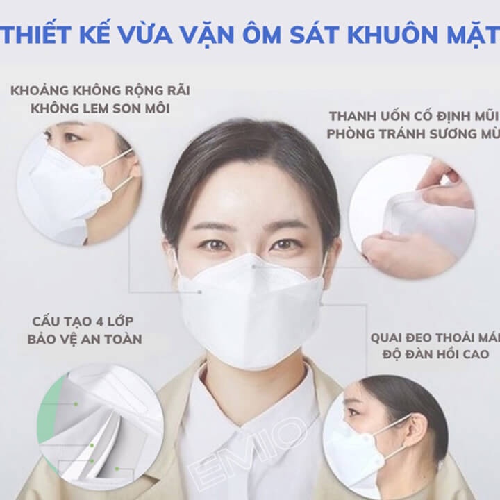 [COMBO 20] Khẩu trang 4 lớp KF94 Uni Mask chống bụi mịn và kháng khuẩn cao cấp công nghệ Hàn Quốc, Khẩu trang 4D KF94