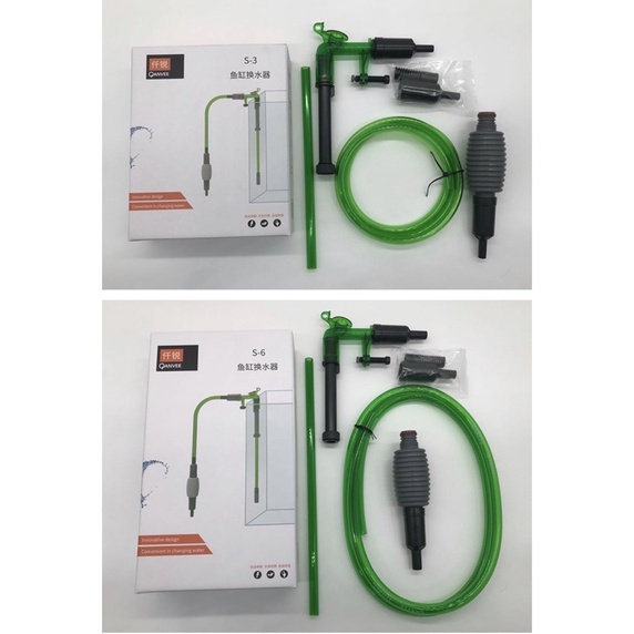 Hút cặn bơm tay Qanvee S-3 và S-6 - dụng cụ vệ sinh bể cá