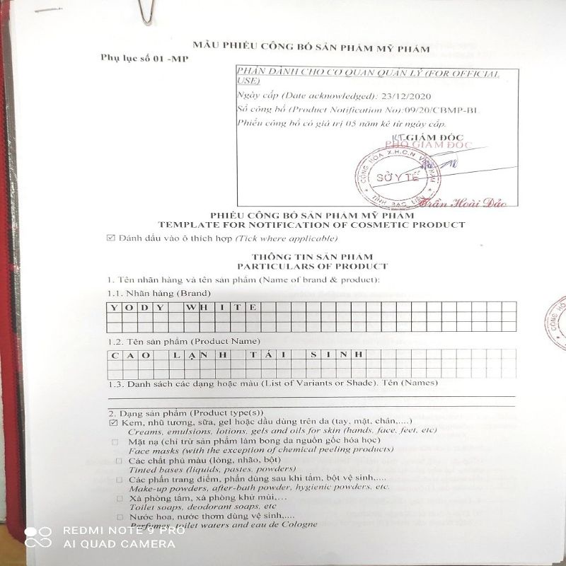 Cao lạnh tái sinh Yody White Phương Anh mẫu mới 2022