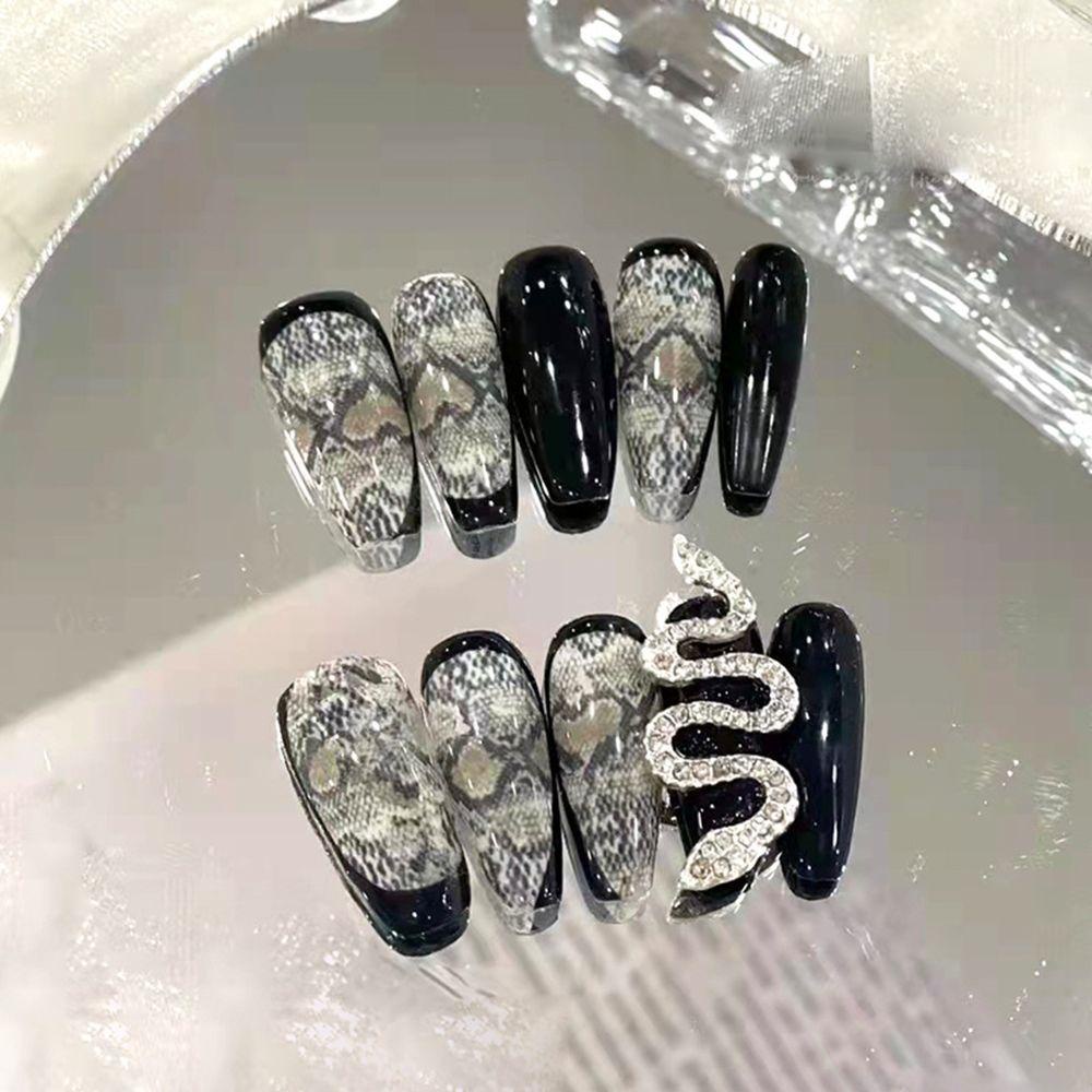 Phụ Kiện Trang Trí Móng Tay Hình Rắn Đính Đá Lấp Lánh Phong Cách Retro Oversize|Phụ Kiện Trang Trí Móng Tay Nghệ Thuật DIY Xinh Xắn